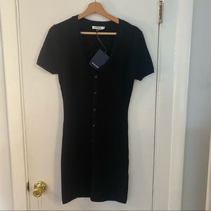 Black Stelen Front Button Knit dress